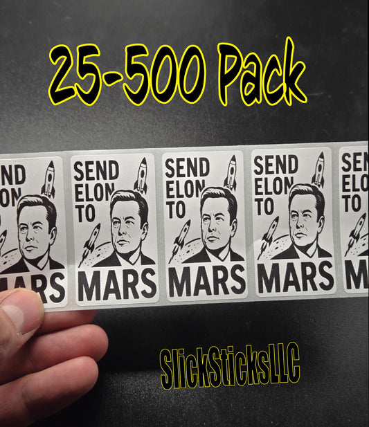 SEND ELON To MARS bulk stickers 25-500 pack decals stop musk trump sticker doge