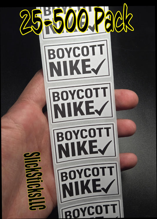 BOYCOTT NIKE stickers 25-500Pack decals labels hard hat protest stop do not support end