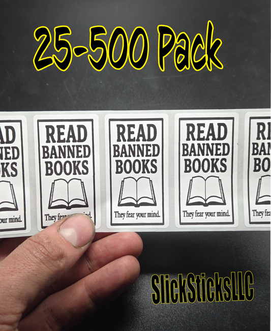 READ BANNED BOOKS 25-500Pack stickers bulk pack labels anti censorship intellectual freedom