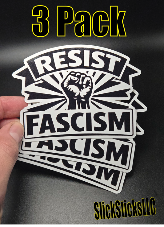 RESIST FASCISM Stickers 3 Pack | Indoor Decals| Anti Ice | No Kings anti trump