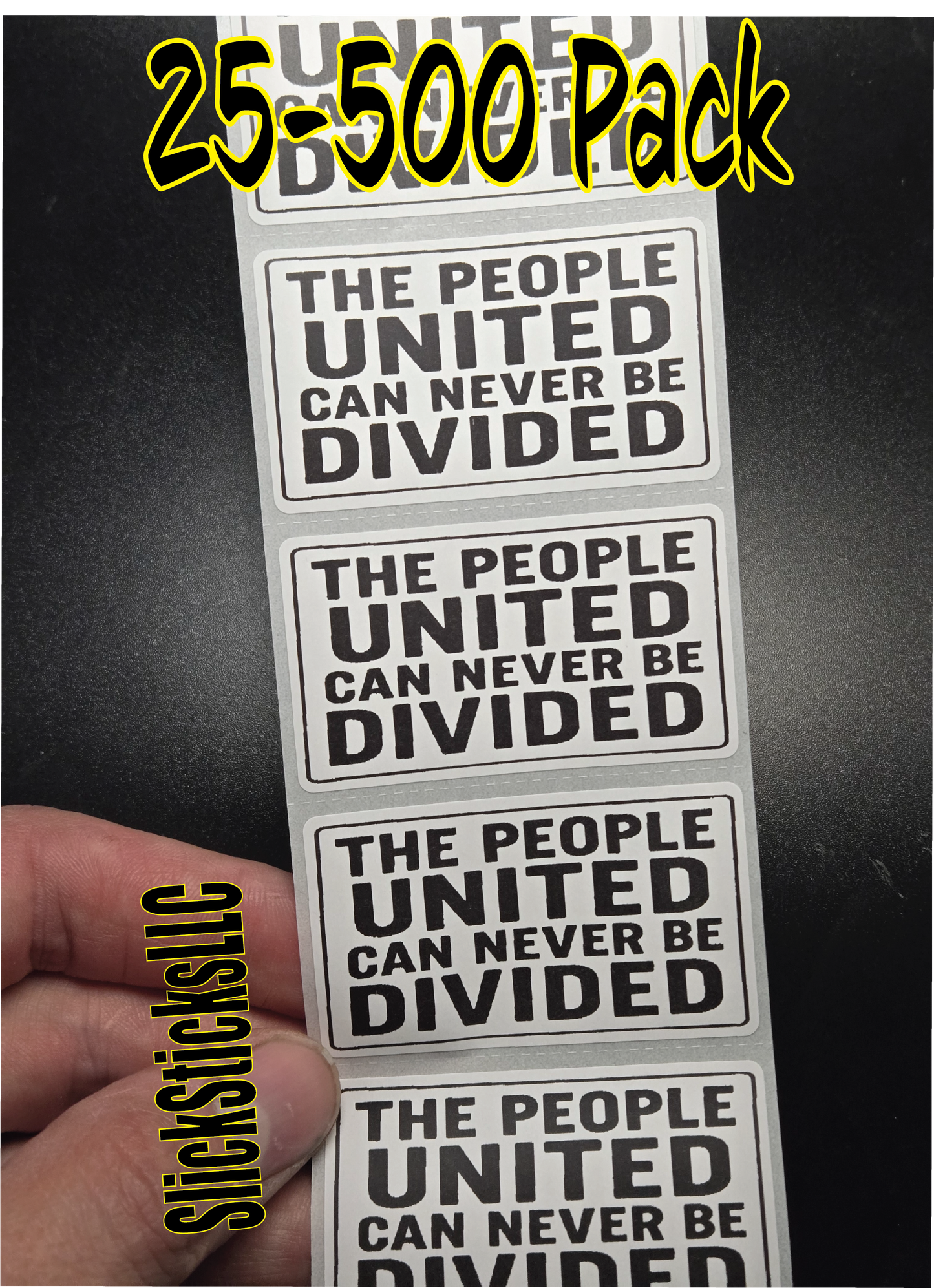 THE PEOPLE UNITED CAN NEVER BE DIVIDED 25-500 bulk pack political stickers decal labels